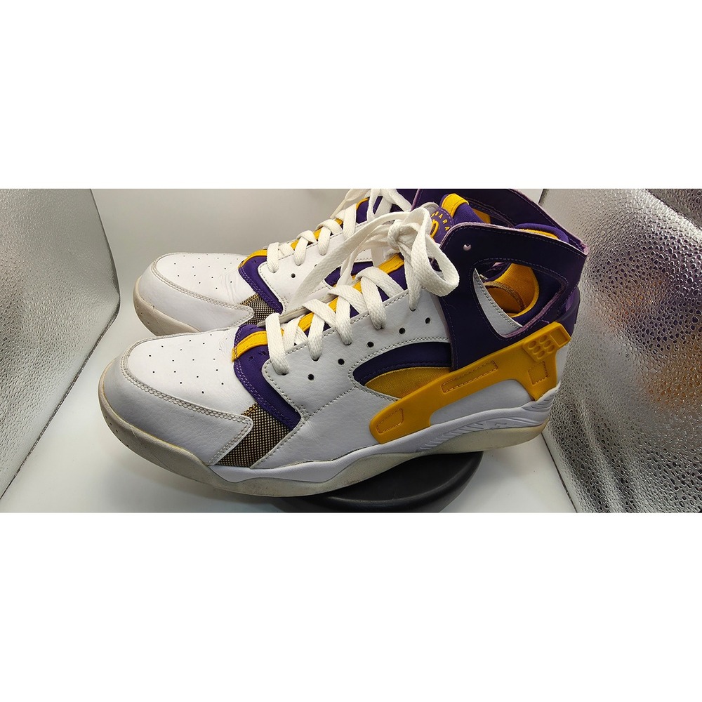 Nike Air Flight Huarache Lakers White Purple Gold 705005-101 Mens Size 12